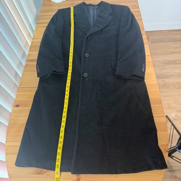 Samuelsohn Men's Navy Wool Cashmere  Long Coat Classic Minimalist Size 40 - Picture 4 of 10